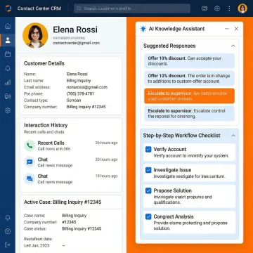 Agent using Knowmax AI assistant panel embedded in their CRM workspace