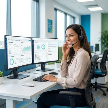 Insurance agent accessing AI-powered knowledge base to resolve a policyholder claims query