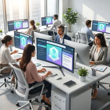Customer support team using AI knowledge base software