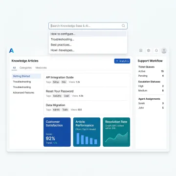 AI knowledge base dashboard for customer support teams