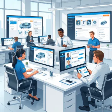 Automotive support team using knowledge base software
