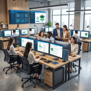 Enterprise support team using an AI knowledge base dashboard