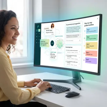Customer support agent receiving real-time AI guidance