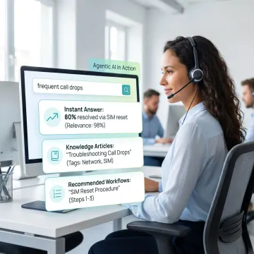 Support agent using AI enterprise search during a customer interaction