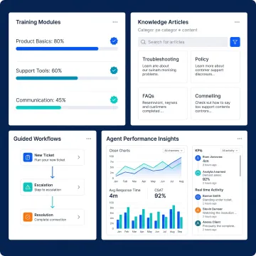 Agent training and knowledge management platform interface