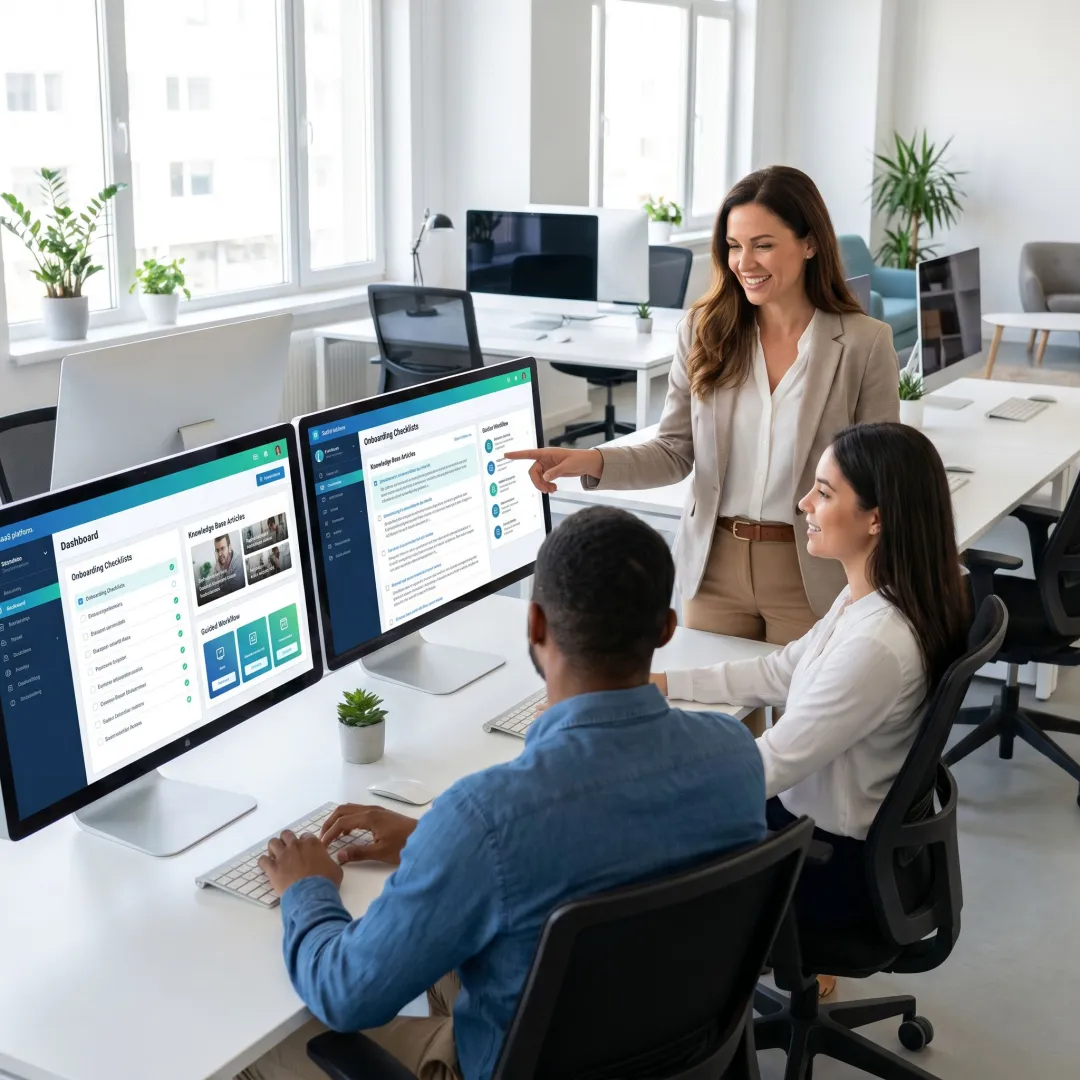 Manager onboarding new support agents using Knowmax