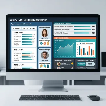 Agent training dashboard with assessments