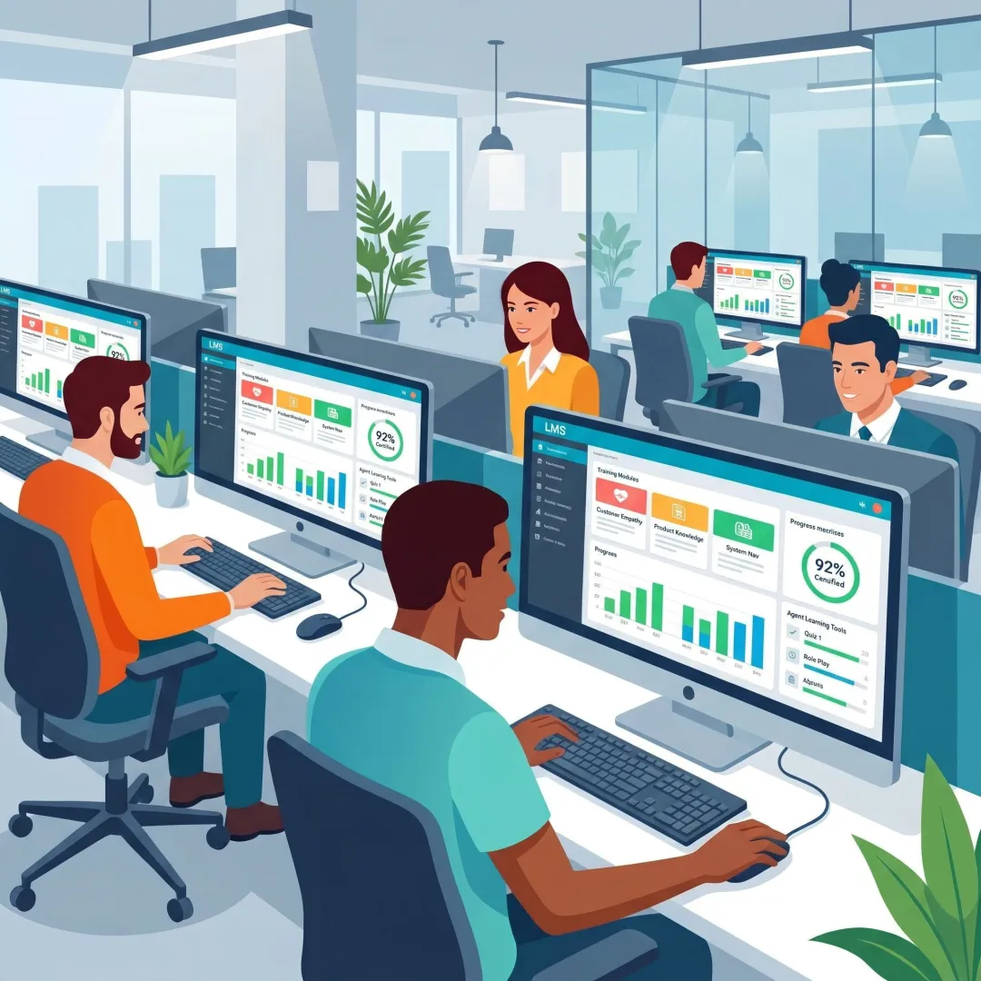 Contact center agents using LMS dashboard