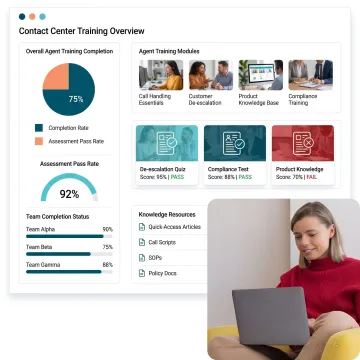 LMS interface for agent training and assessments