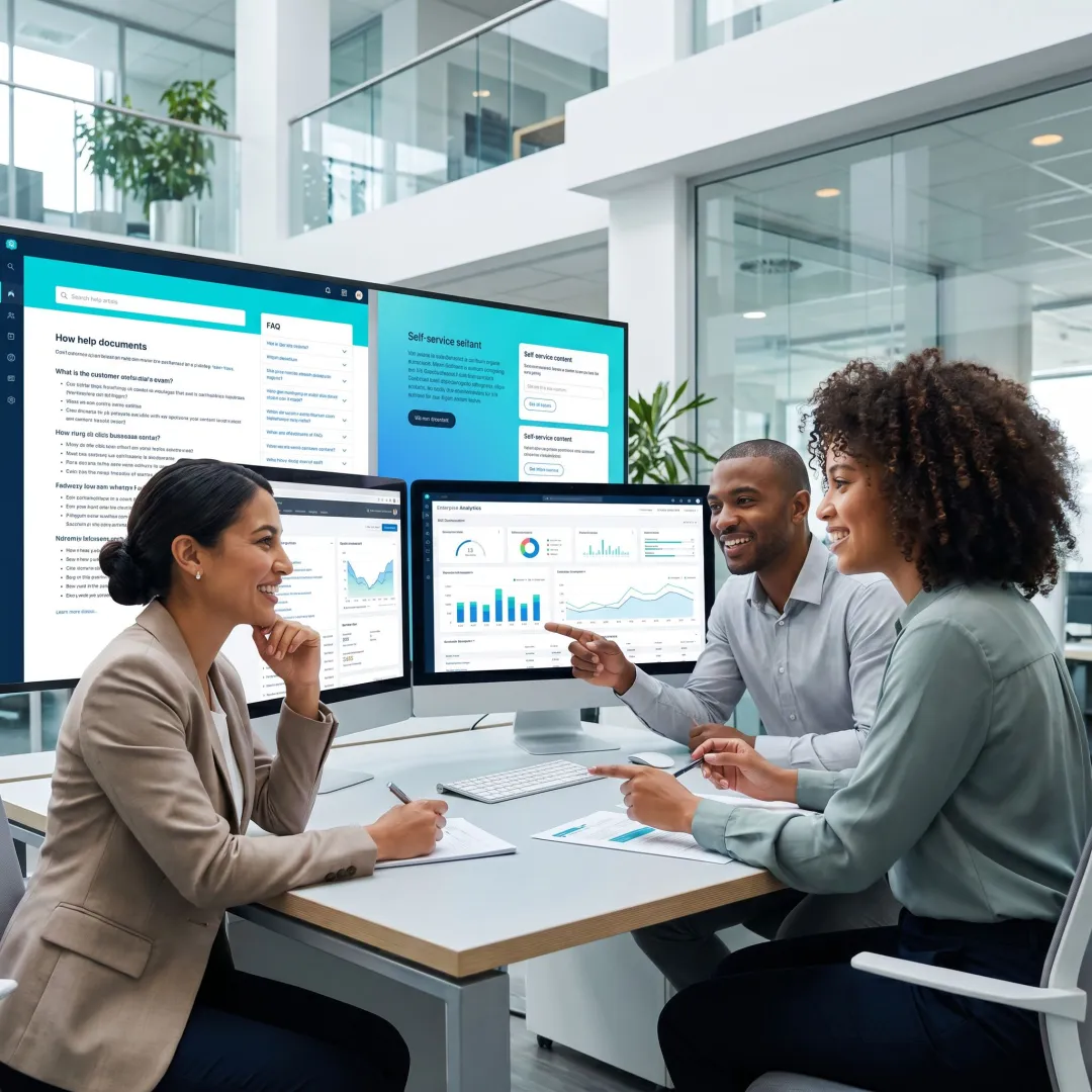 Team managing self-service knowledge content