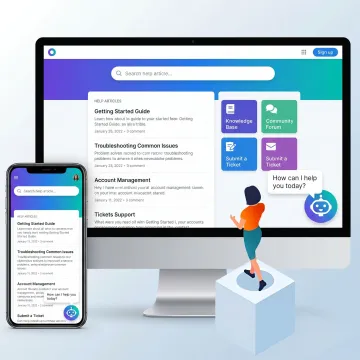 Customer self-service portal dashboard on desktop and mobile