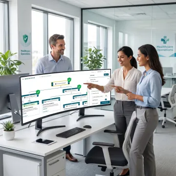 Healthcare compliance workflow process on screen