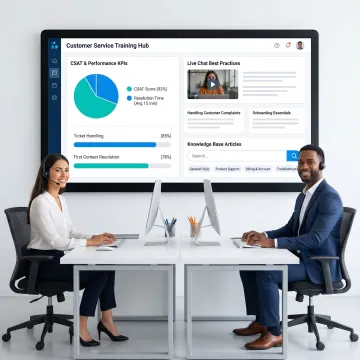 Customer service agent training software dashboard
