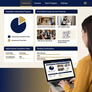 Hospitality LMS dashboard for team training