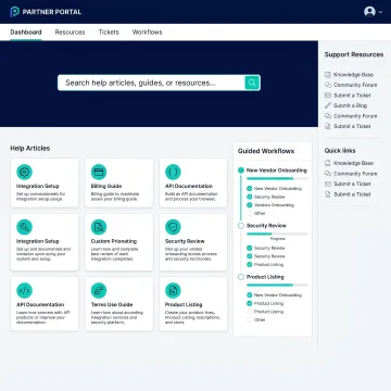 Vendor self-service portal dashboard