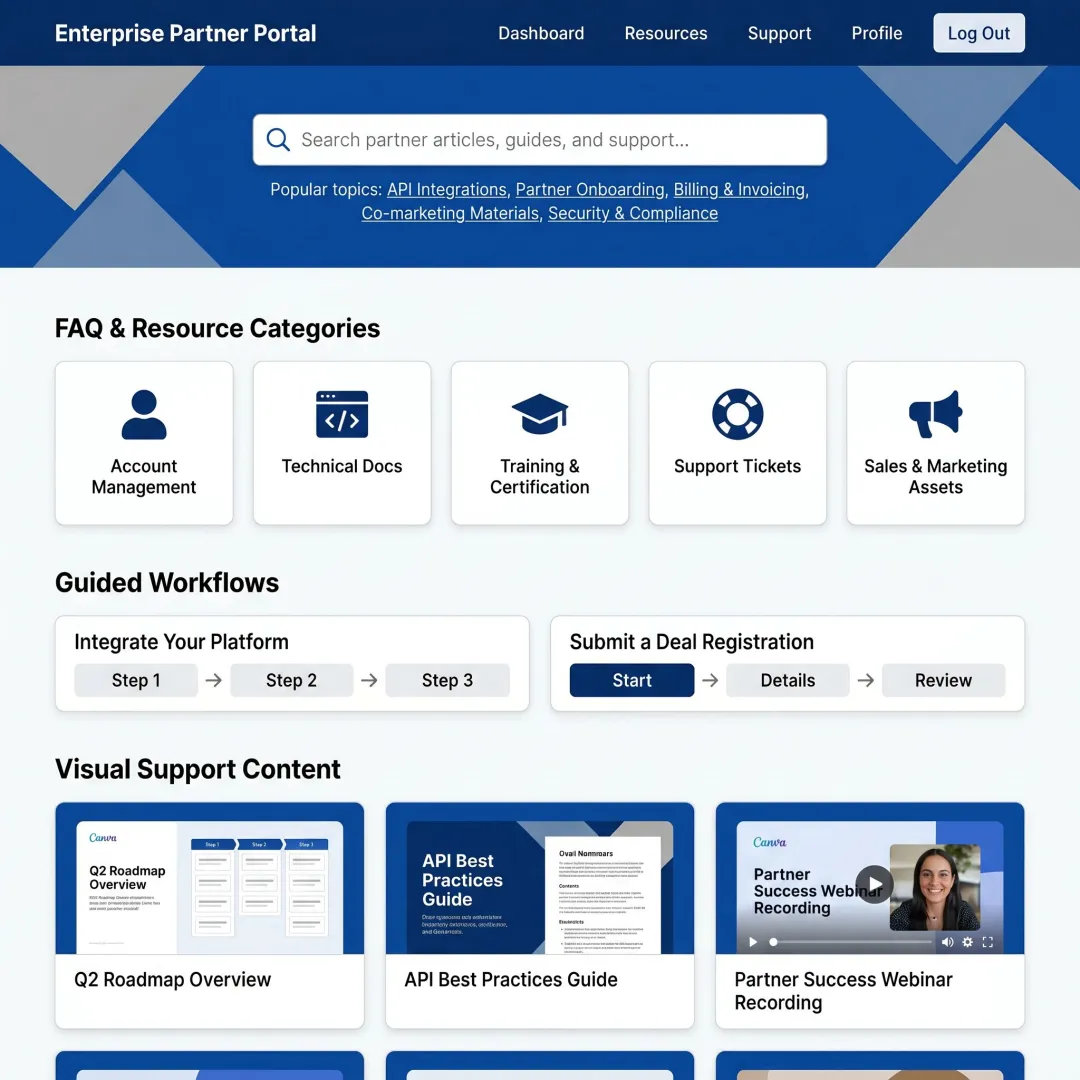 Partner help center with guided support