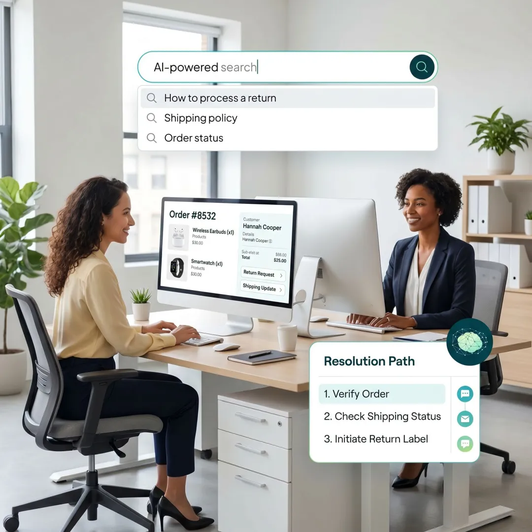 Ecommerce support workflow powered by AI knowledge