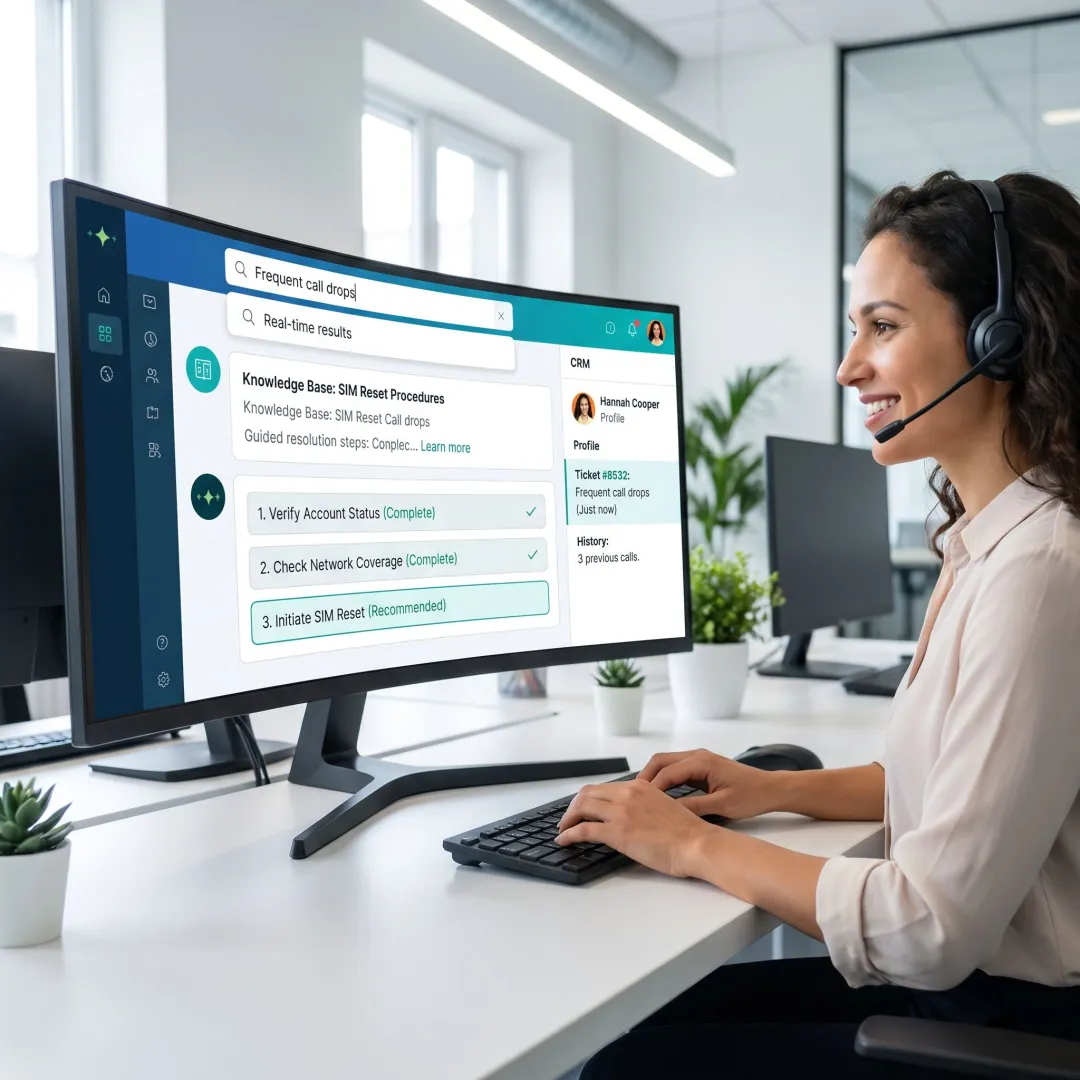Contact center agent using AI knowledge tools