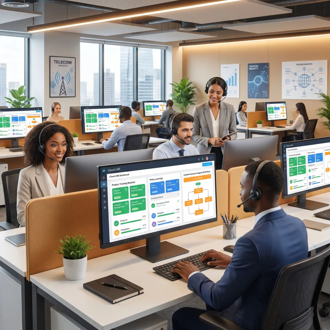 Telecom agents using LMS training platform