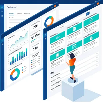 B2B self-service portal dashboard for customer support