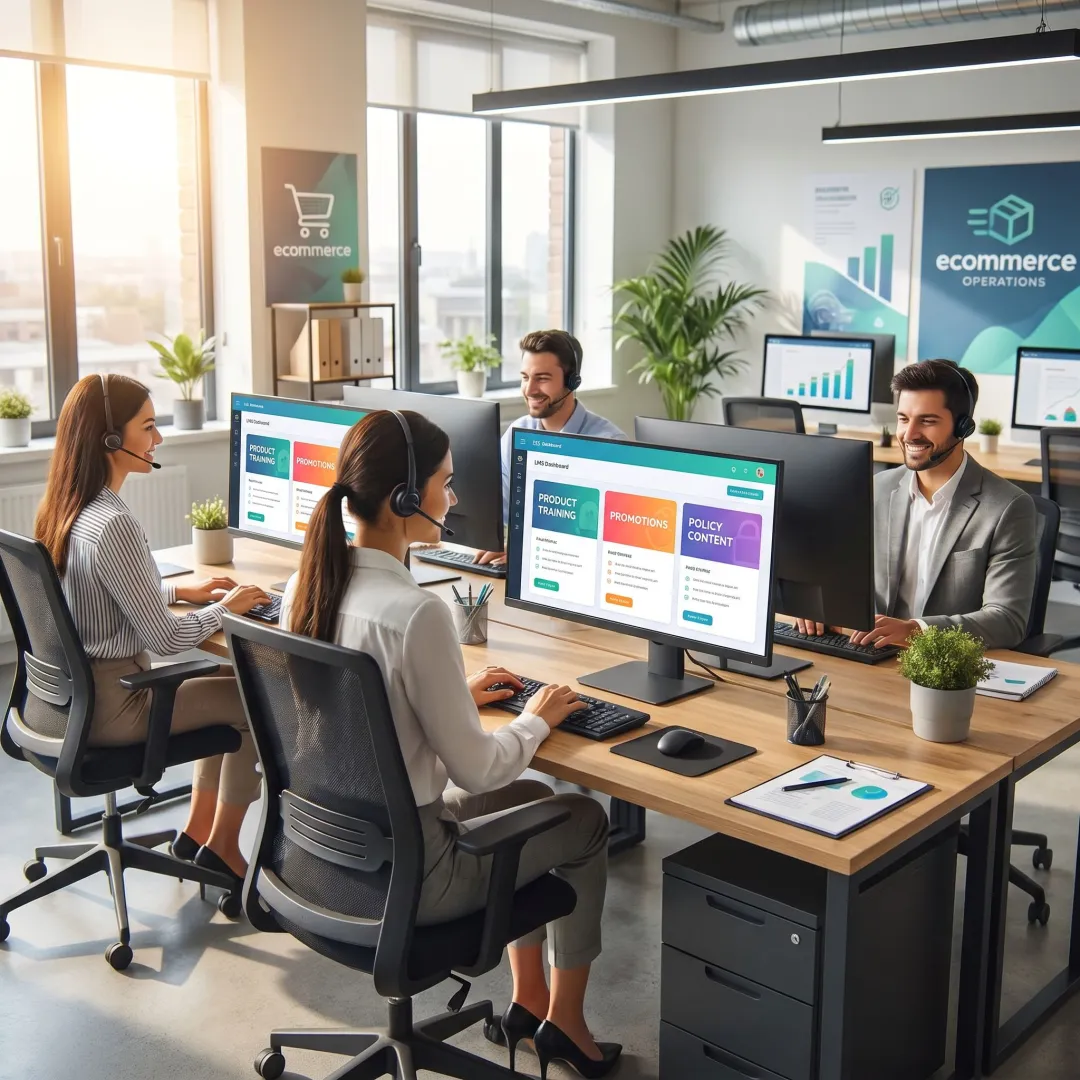 Ecommerce support team using LMS dashboard