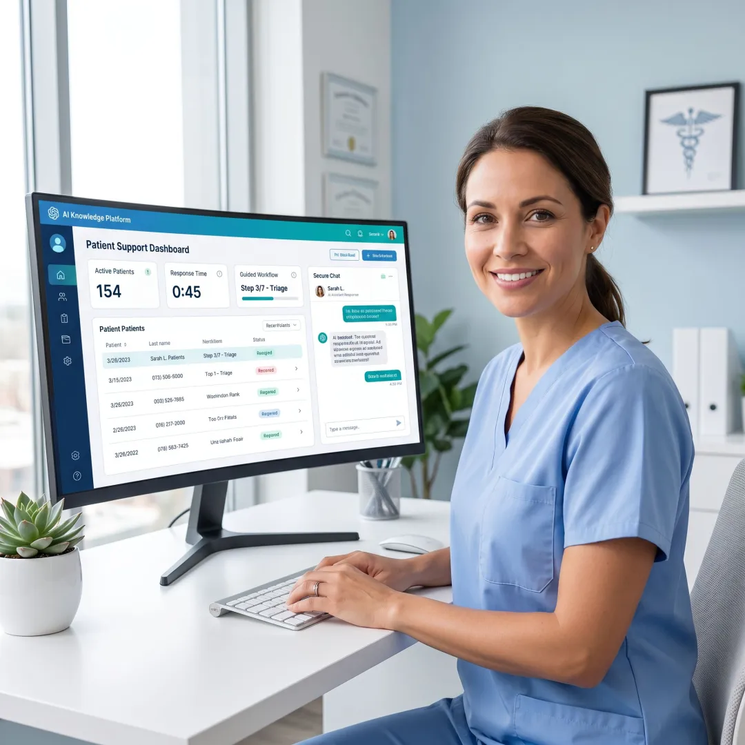 AI healthcare virtual assistant dashboard for patient support agents