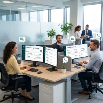 Contact center team using AI knowledge software