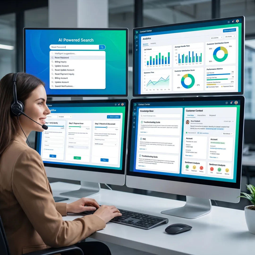 Knowledge management software dashboard for contact centers