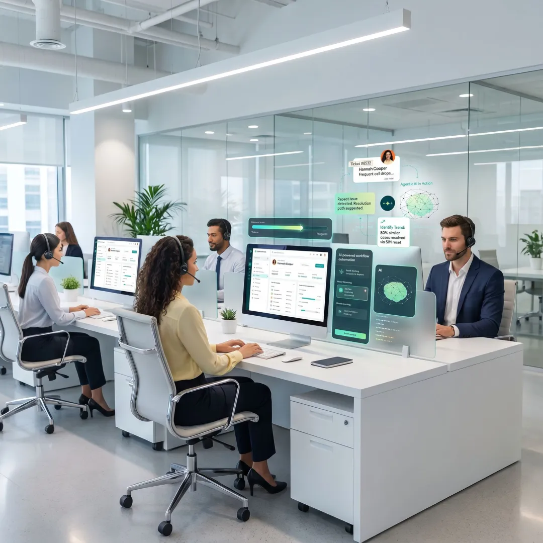 Support team using AI workflow automation tools