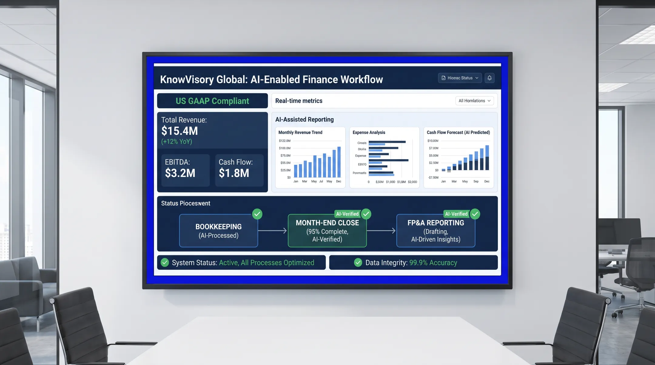 KnowVisory Global technology-enabled dashboard with AI-assisted financial reporting
