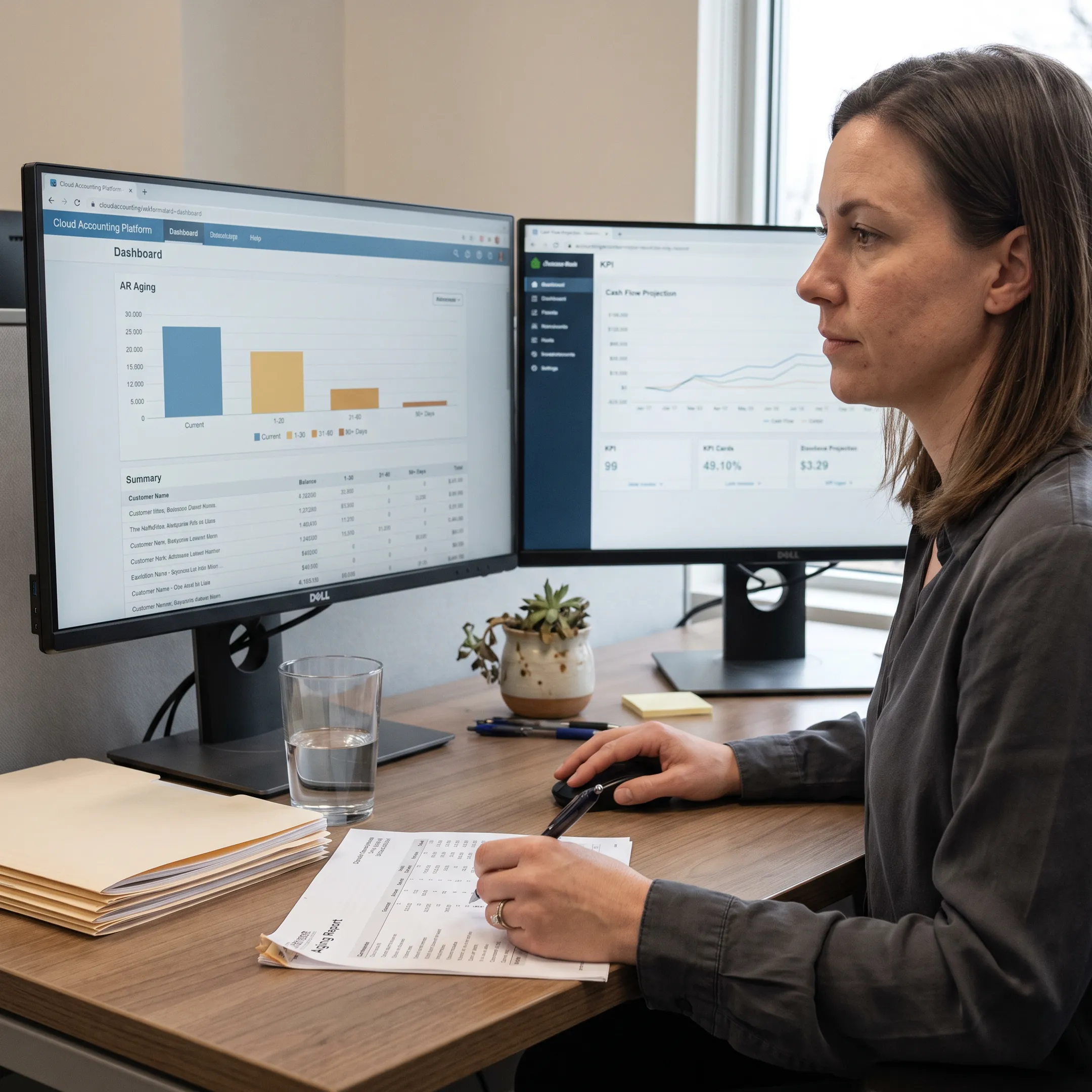 Specialist analyzing invoice payment data