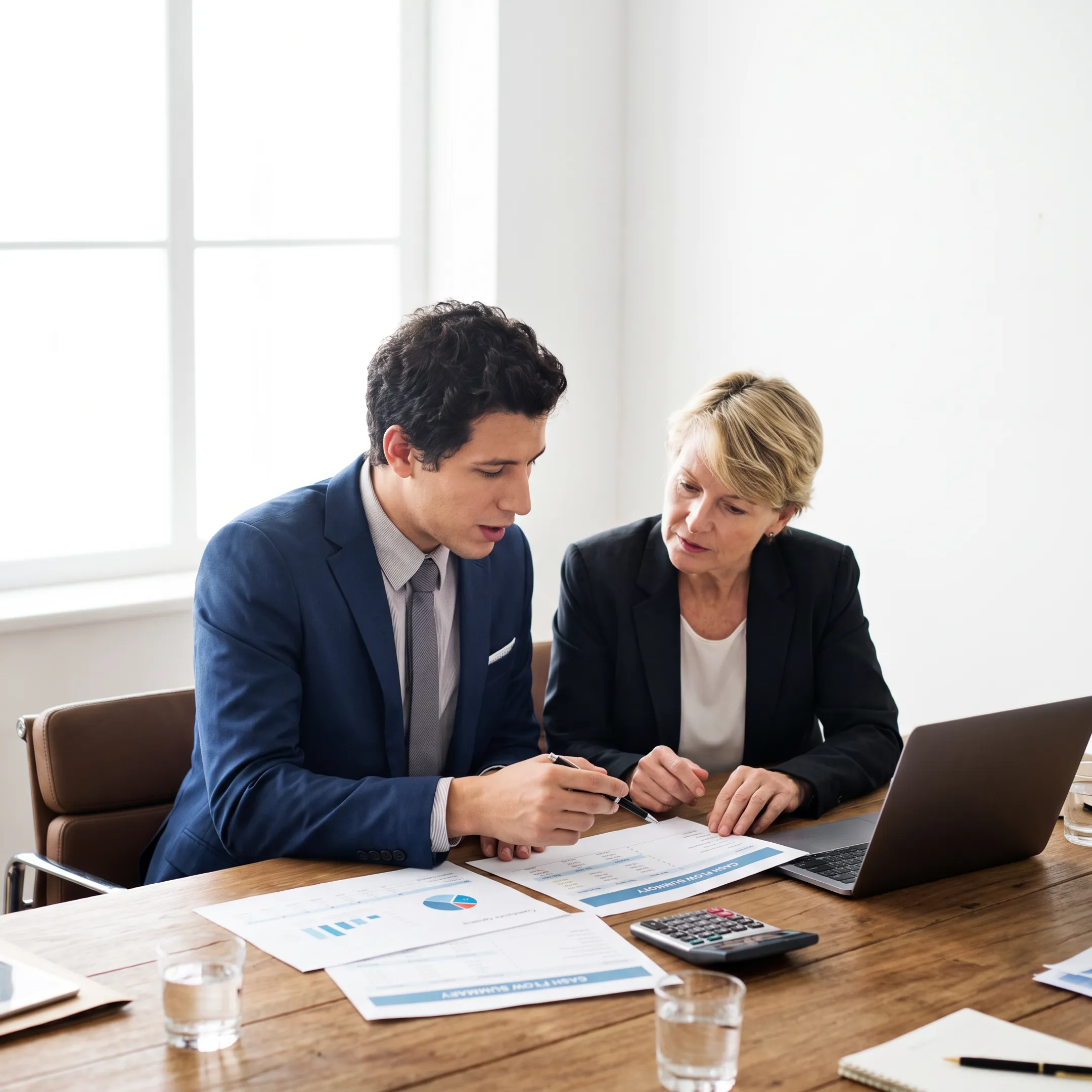 Accountant presenting financial insights to a small business owner