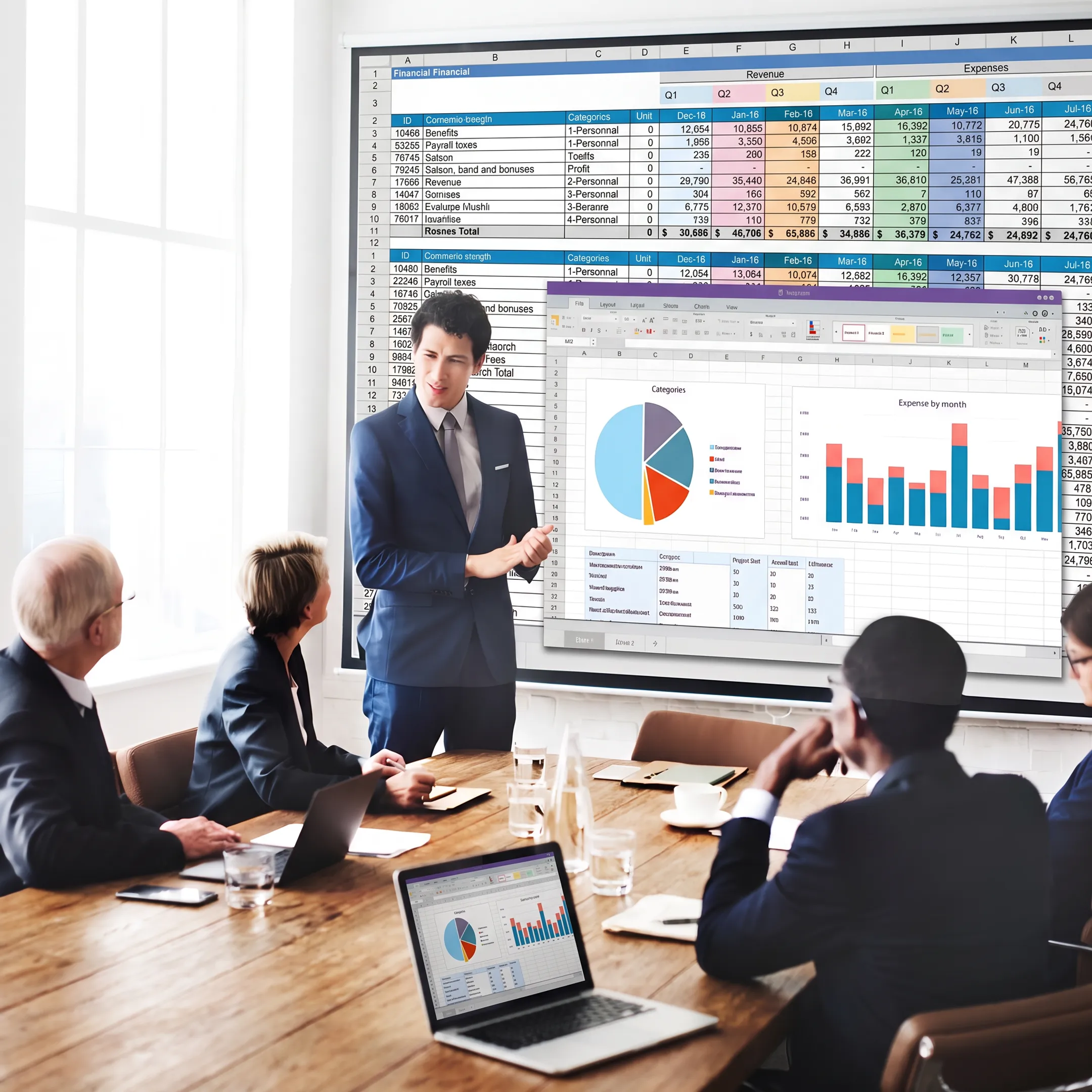 Accountant reviewing balance sheets and financial metrics on a computer monitor