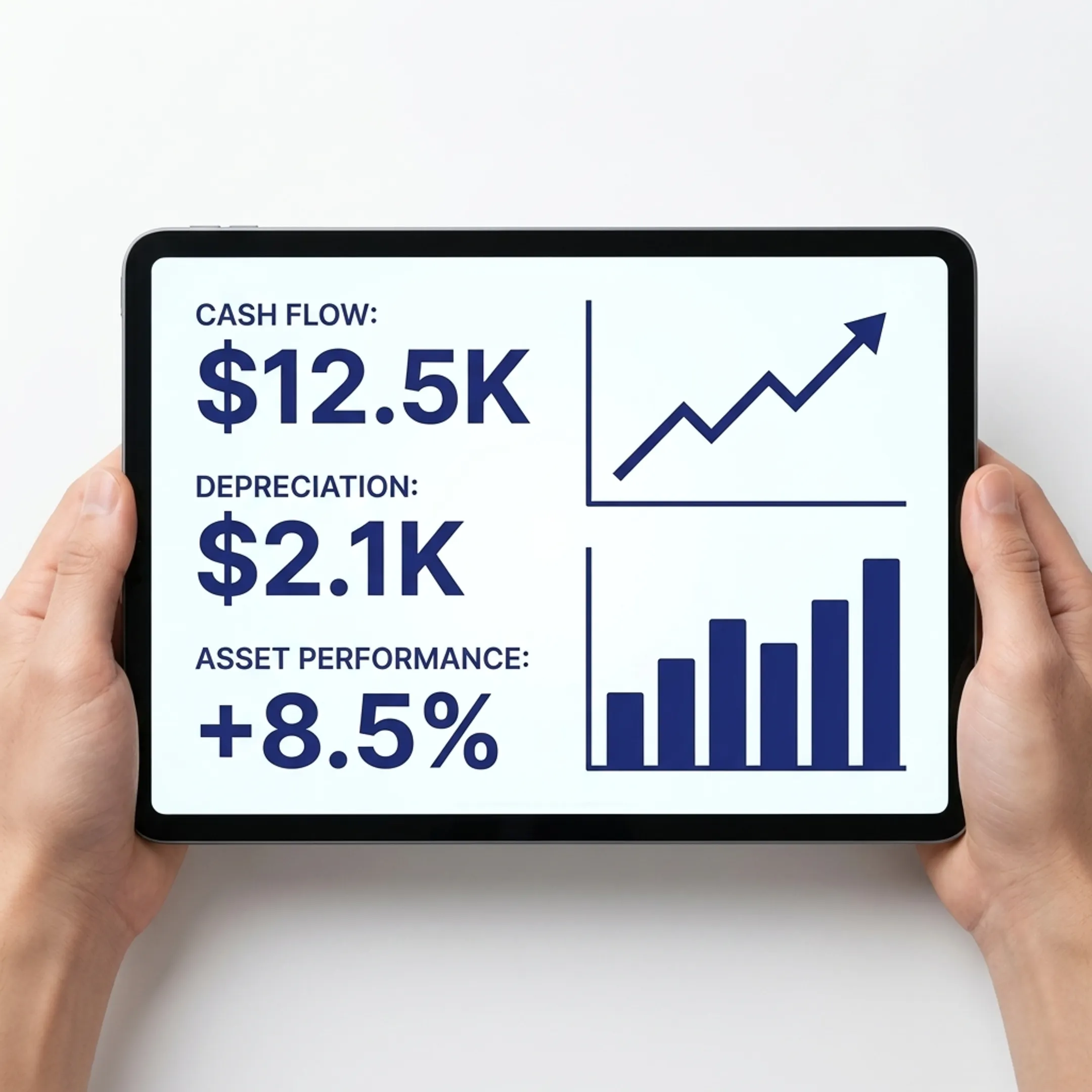 Financial dashboard displaying commercial real estate portfolio returns and tax metrics