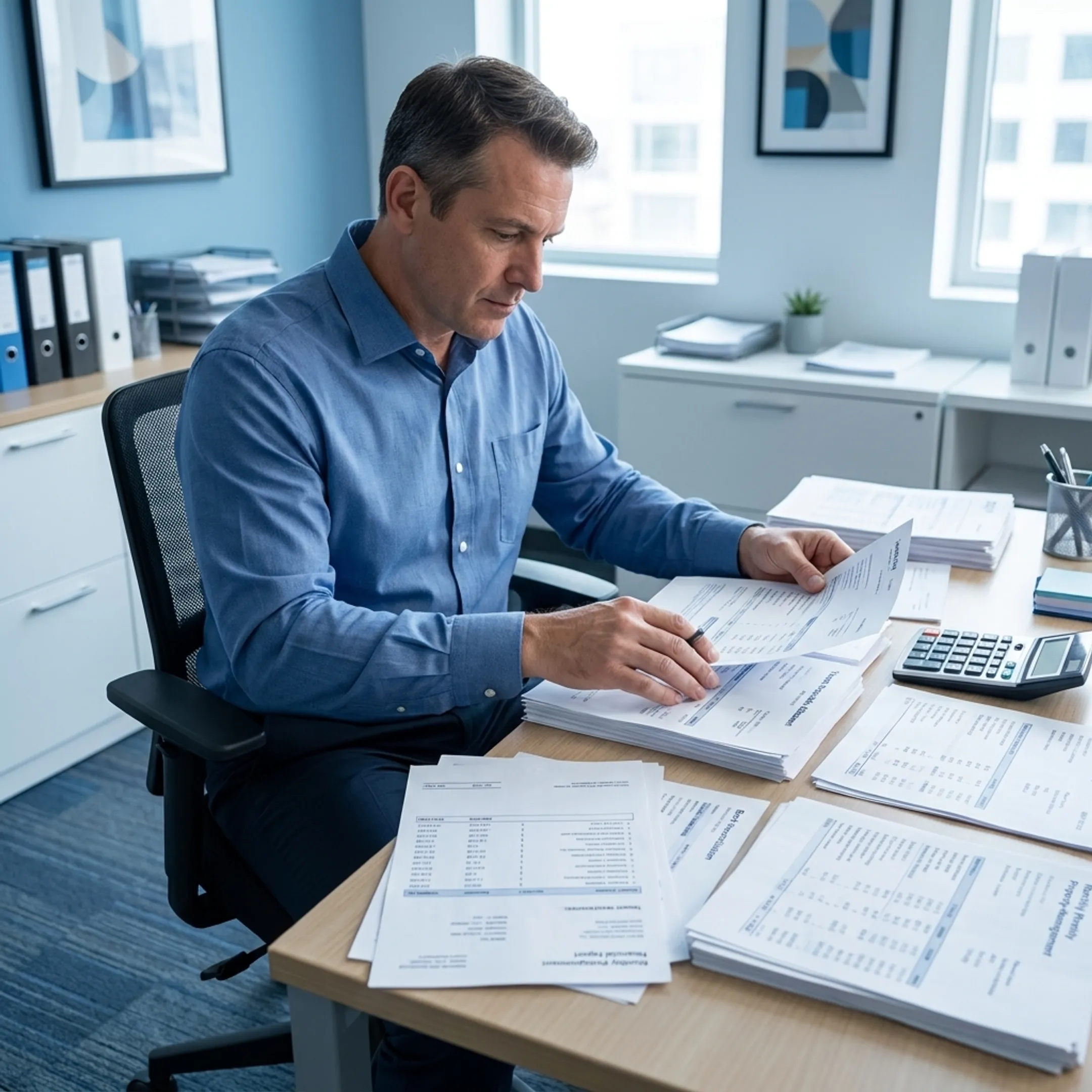 Financial professional organizing property management accounts