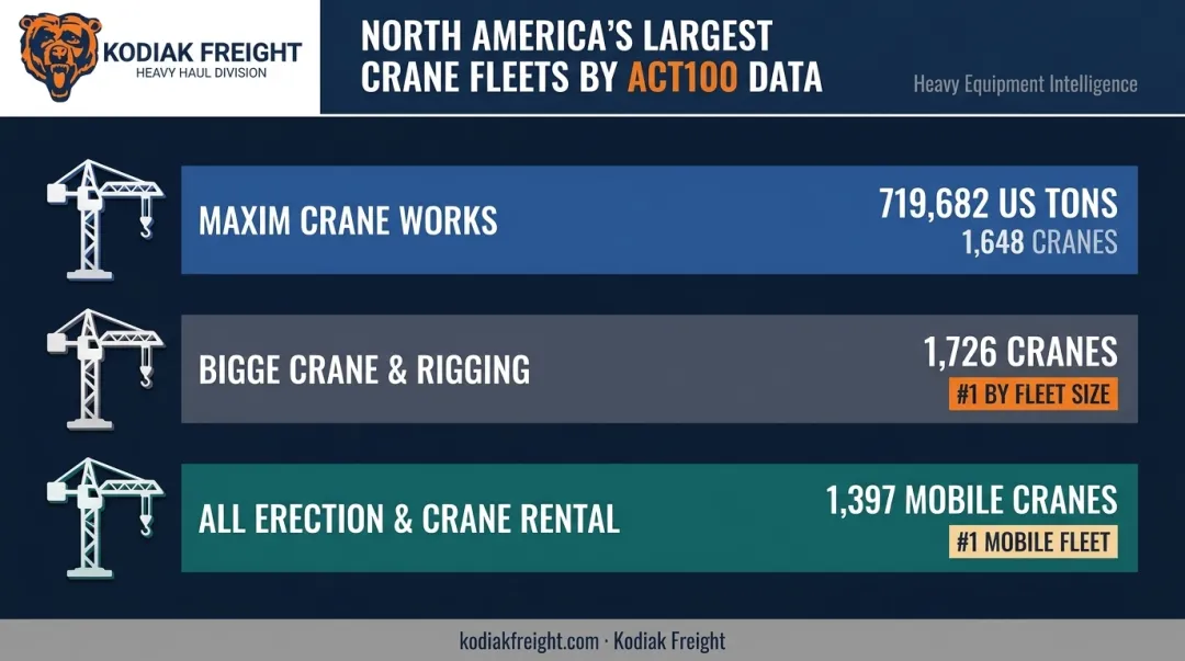 Top three US crane companies fleet capacity comparison by ACT100 index ranking