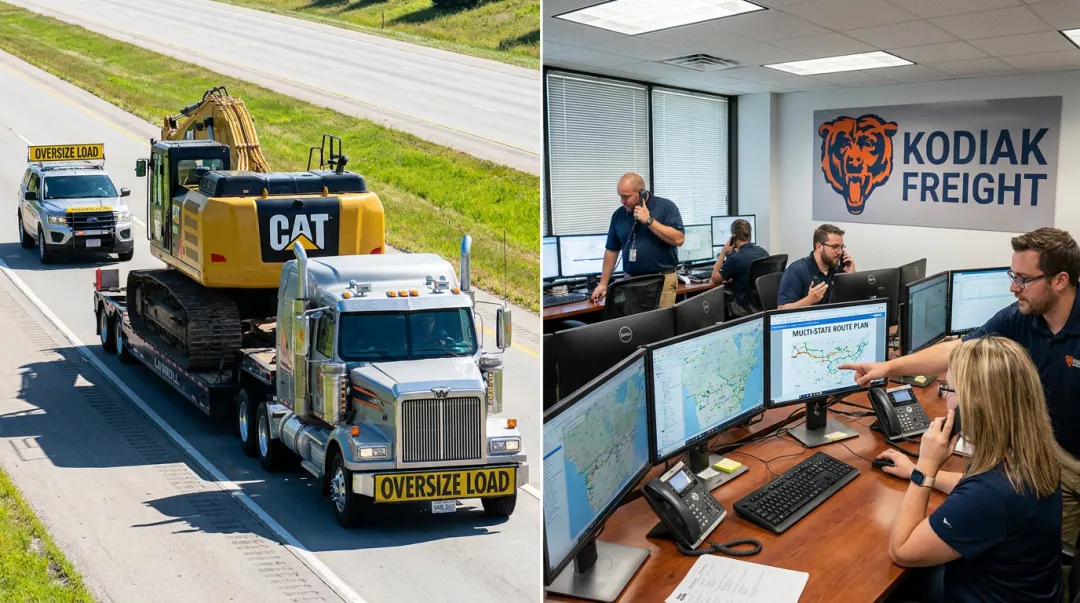 Kodiak Freight heavy haul team coordinating permits routes and equipment for oversize loads