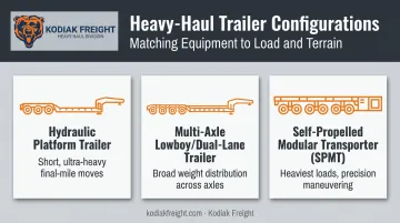 Three heavy-haul trailer types used for transformer transportation comparison