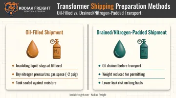 Oil-filled versus nitrogen-padded transformer shipping methods comparison chart