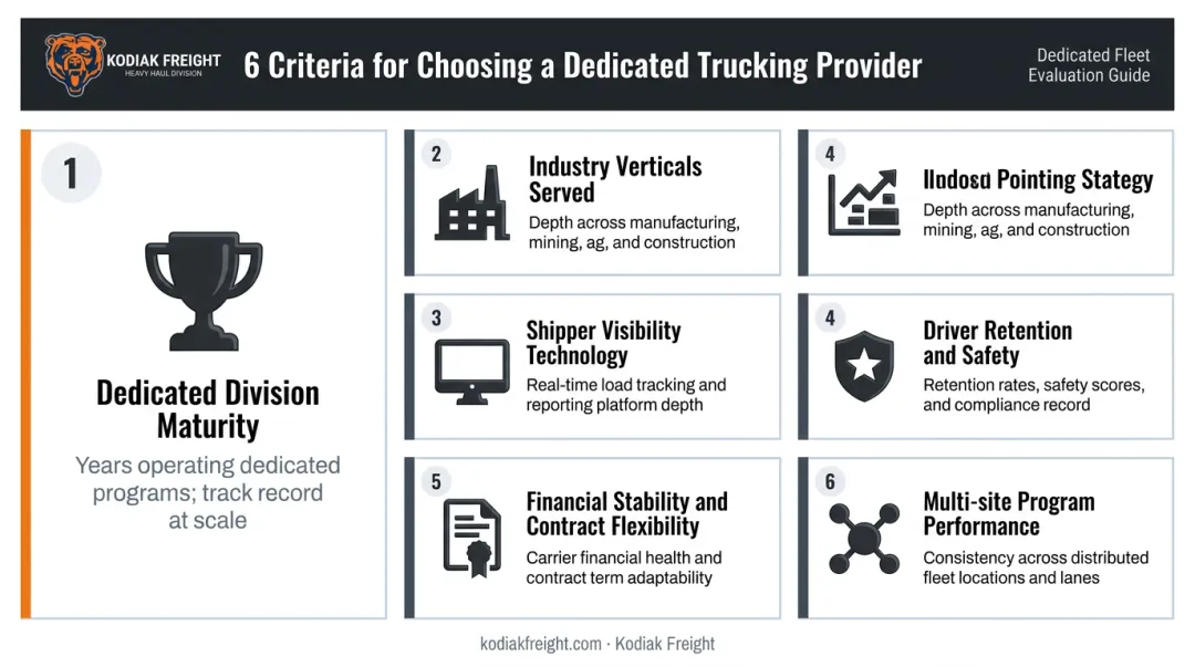 Six key criteria for evaluating dedicated trucking company partners