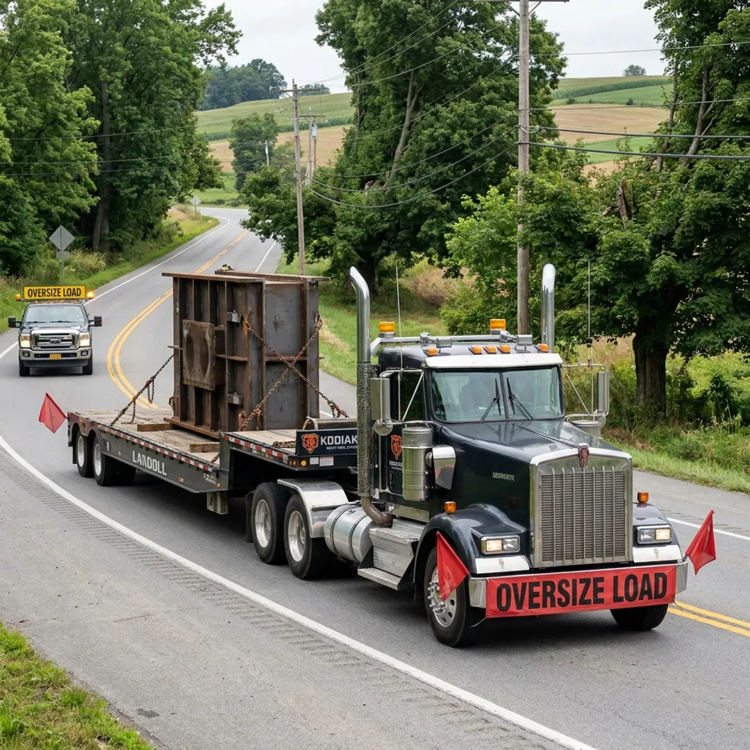 Heavy equipment transport truck on Pennsylvania highway