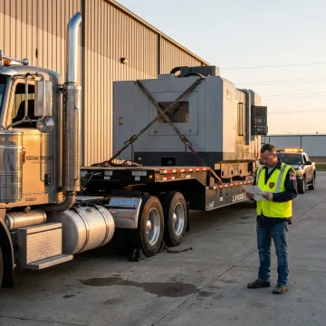 Industrial machine tool loaded on heavy-haul trailer