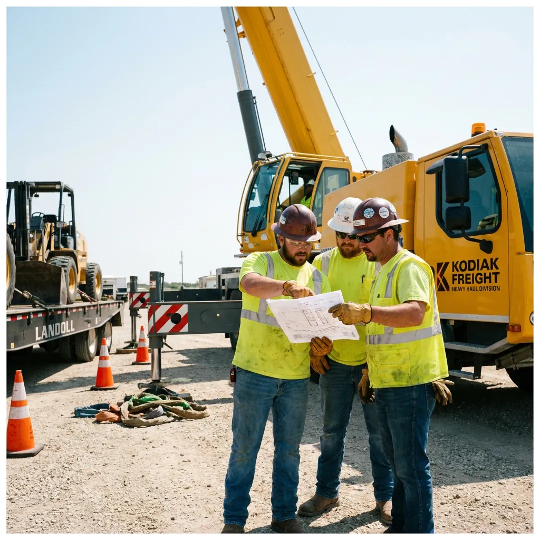 Rigging crew reviewing crane lift plan
