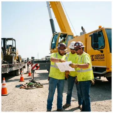 Rigging crew reviewing crane lift plan