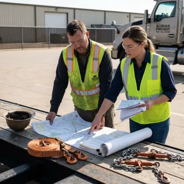 Heavy haul team planning oversized freight transport