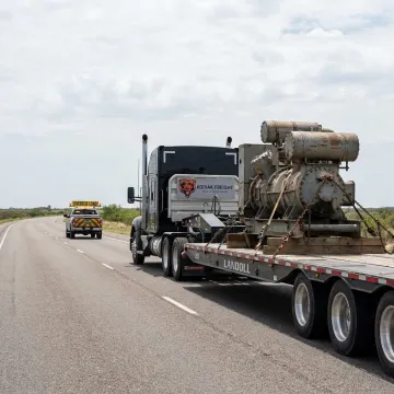 Heavy haul truck transporting oversized equipment