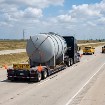 Heavy haul truck transporting oversized equipment