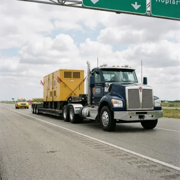 Heavy lift shipping truck hauling oversized industrial equipment