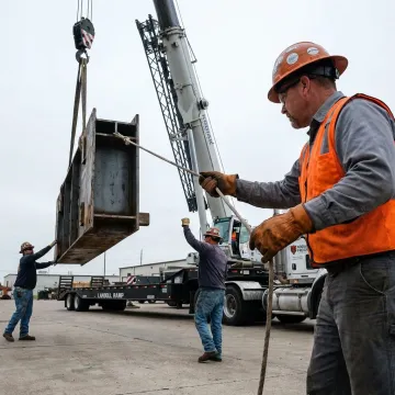 Heavy lift equipment loading oversized cargo