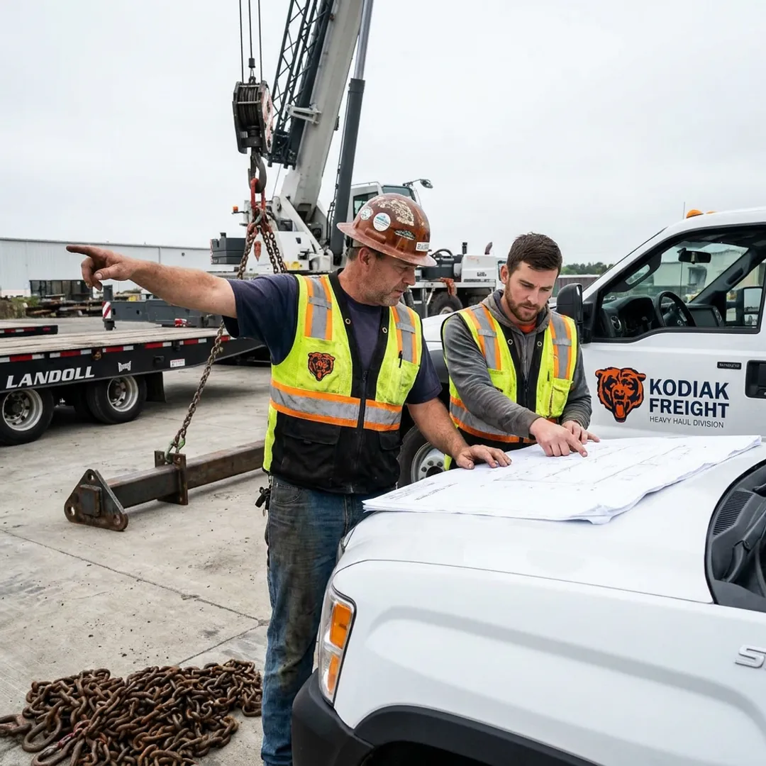 Riggers planning a heavy equipment lift